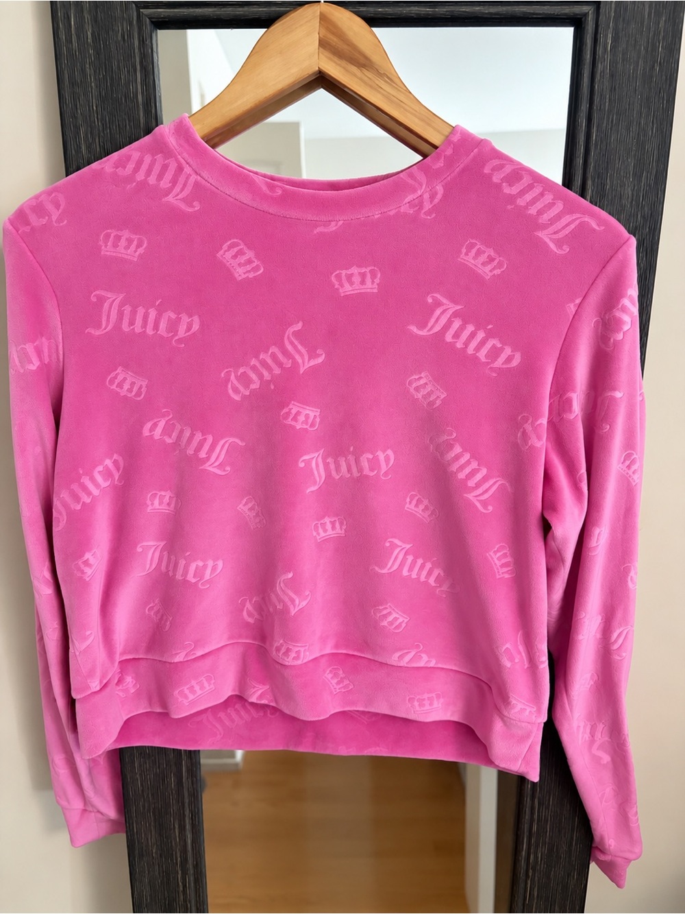 Juicy Couture Hot Pink Velour Crewneck Sweater
